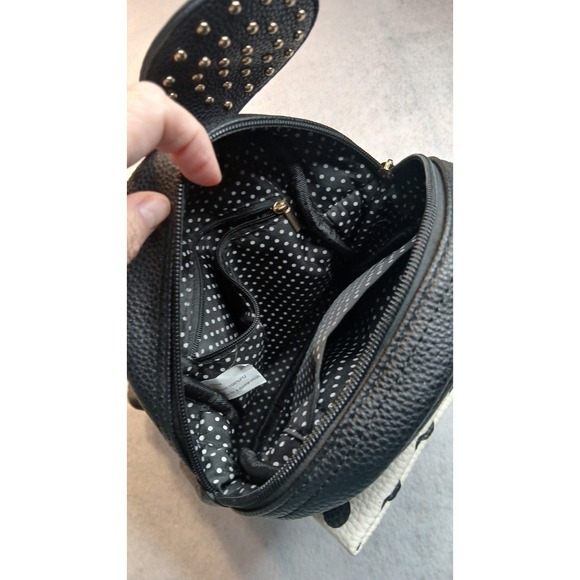 Olivia & Kate New York Womens Black Quilted Mini Backpack Studded Ears Bow - Picture 9 of 16